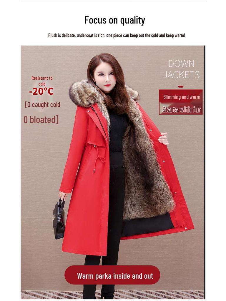 2024 Women's Eco-Friendly Leather Jacket with Detachable Fox Fur Lining