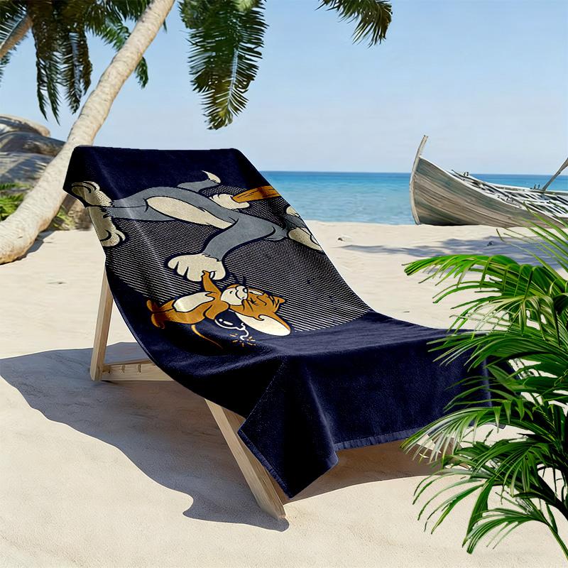 Tom and Jerry2 Print Beach Towel, Large Soft Quick Dry Towel for Beach Camping Swimming