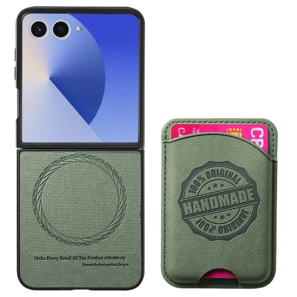

2 in 1 Detachable Magnetic Wallet Phone Case For Samsung Galaxy Z Flip 7 fe 6 5 4 3 Flip7 Flip6 Flip5 Cover with Card Holder Galaxy Z Flip5 зелений