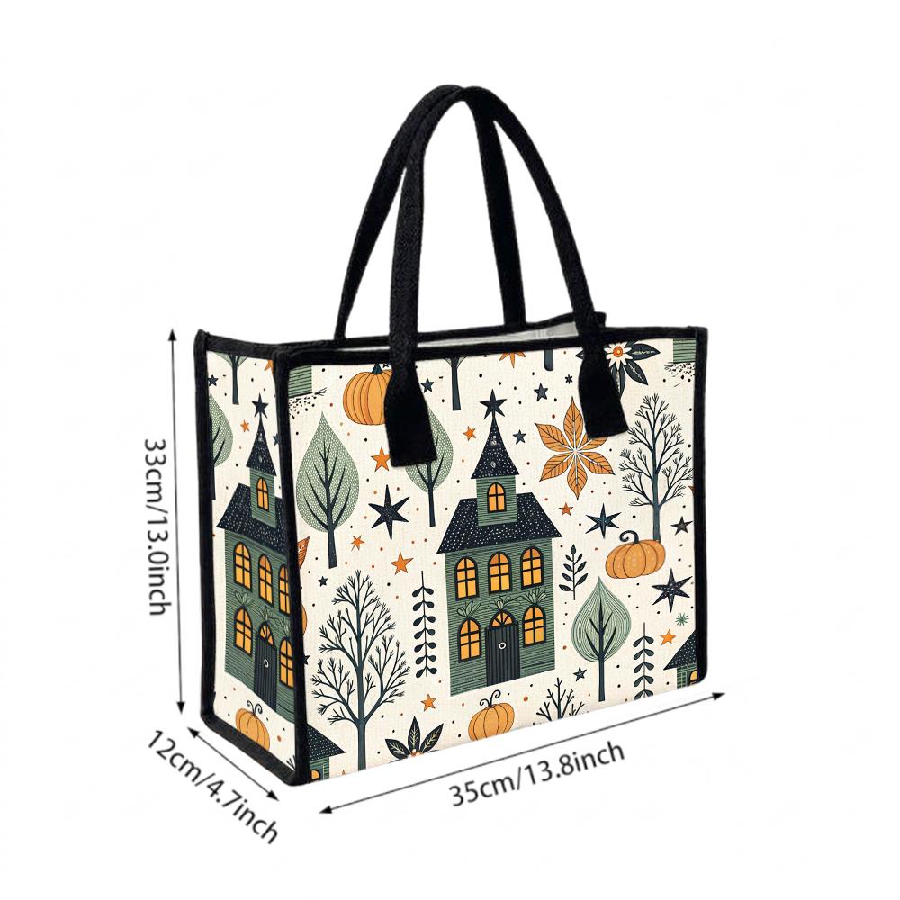 Autumn Print Tote Bag Casual Large Capacity Canvas Bag Fashion Daily Portable Handbag