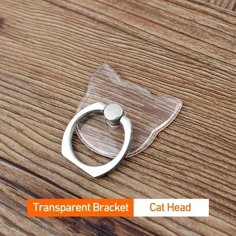 Transparent Cute Animal Round Phone Stand Foldable 360 Rotating Mobile Phone Ring Holder Smart Phone Accessories