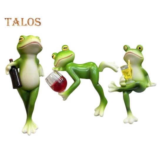 3 stk/sett Mini drikkende frosk figur stående sittende liggende tegneserie frosk statue harpiksskulptur utendørs hage blomsterpotte klemmer pynt