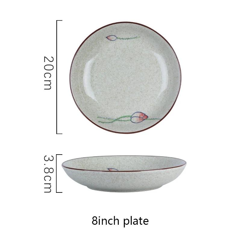 Assiette à dessert japonaise de 20 cm, assiette à salade, plat de service en céramique pour pâtes, gâteaux, sauces, vaisselle peinte à la main