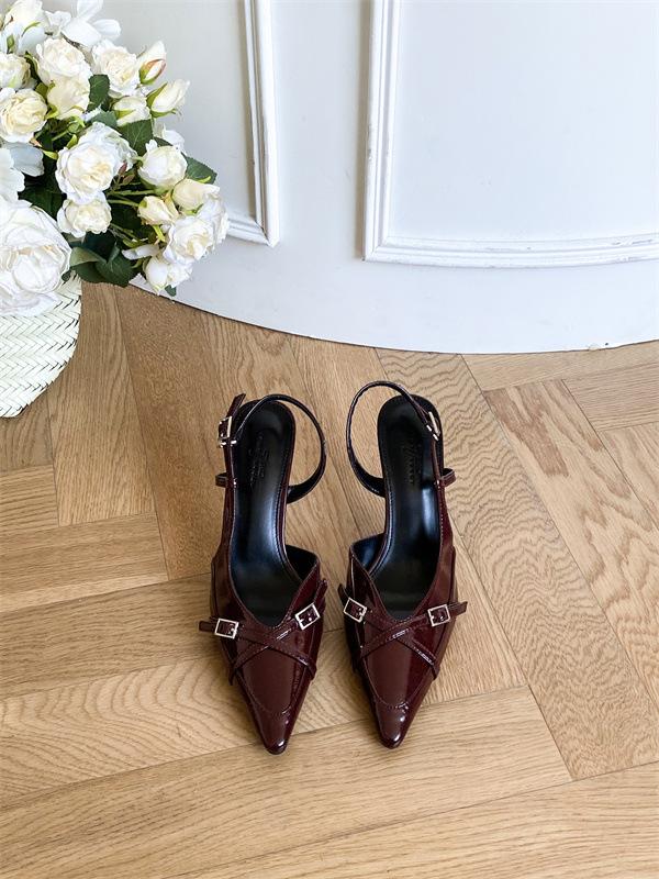 In the spring and summer of 2025, the new pointed-toed thin-heeled high-heeled European and American fashion bag-head women's shoes with rear straps a