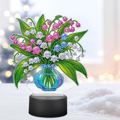 Acrylic Double Sided Vase Decorative DIY 5D Diamond Lamp Diamond Painting Night Light Diamond Art Light Ornaments for Art Crafts