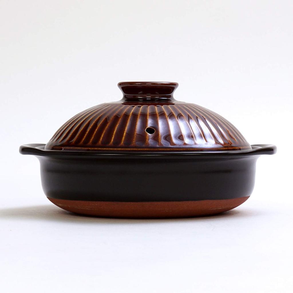 Ginpo Pottery Chrysanthemum Clay Pot, Banko Ware (Size 7 / Amber / Serves 2) "A next-generation clay pot that will beautifully adorn your table" Styli