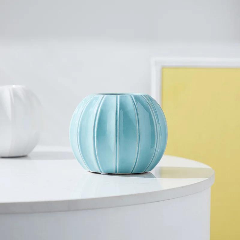 Table Decoration Pumpkin Flower Pot Ceramic Vase Decoration Home Decoration Dining Handmade Flower Material Bottle Pumpkin Vase