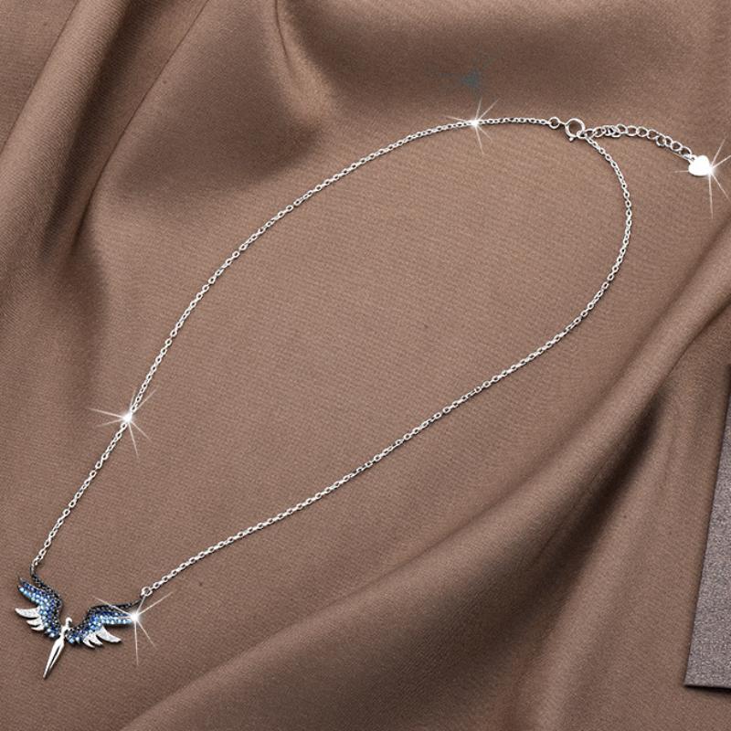 Creative Wings Micro Inlaid Pendants Angel Wings' Necklace Titanium Steel Women Clavicle Chain Fashion Jewelry Small Gift