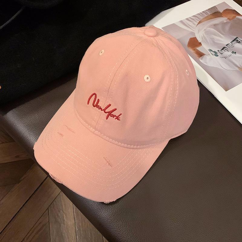 Distressed Perforated Duckbill Cap Cotton Baseball Cap Embroidery Adjustable Deep Fit Baseball Cap For Big Head Daily Hiking