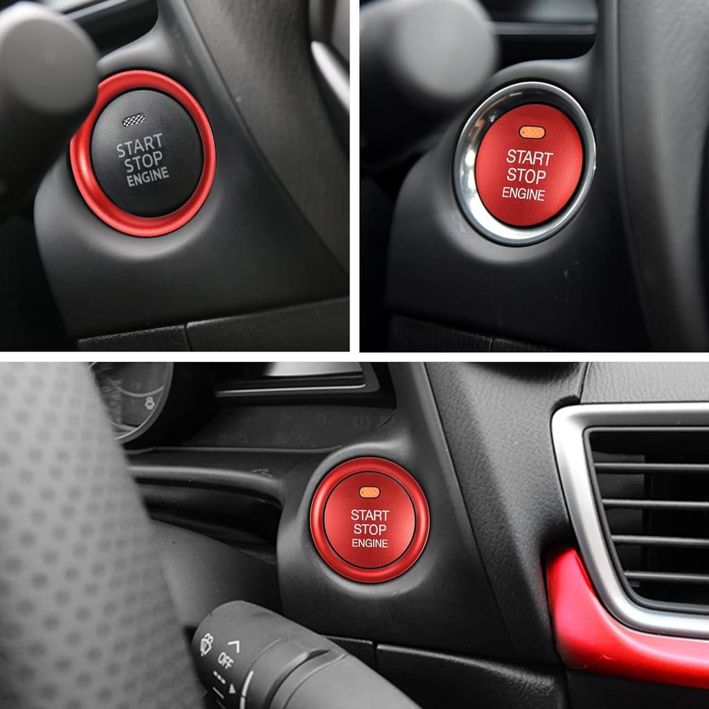 TOMALL Aluminum Engine Start Stop Push Button Cover Trim Compatible with Mazda CX-3, CX-5, MX-5 Car Keyless Engine Ignition Start Button Cap
