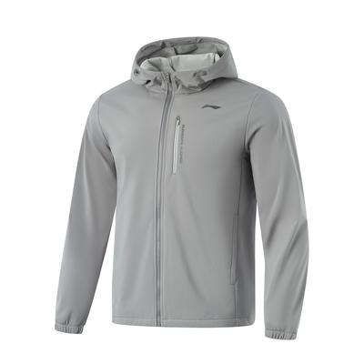 Wasserabweisender einfarbiger Kapuzen-Fleece-Langarm-Windbreaker Herren Oberbekleidung Asphaltgrau AFDU861-4