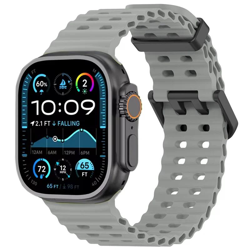 Ozean-Silikonarmband für Apple Watch Ultra 3 2 49mm/11 10 46mm 45mm 44mm Sportarmband Armband iWatch Serie 9 8 7 6 5 4 SE 3