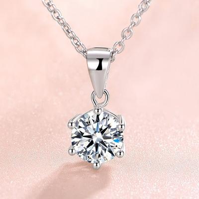 Six-Claw Diamond Necklace Female 925 Silver Clavicle Chain Couple 520 Confession 1 Karat Necklace