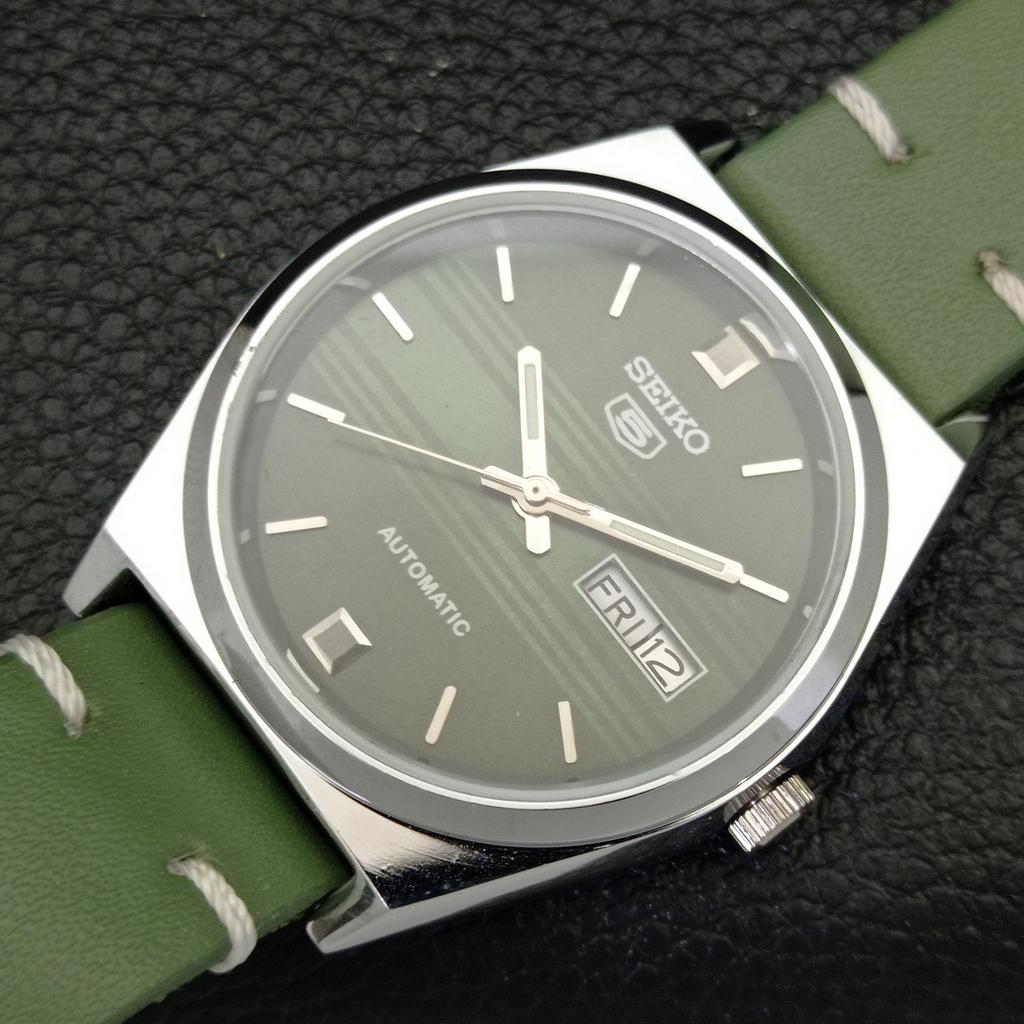 CEAS SEIKO 5 AUTOMATIC JAPONEZ VINTAGE RECONDIȚIONAT, BĂRBĂTEȘTE, CU CADRAN VERDE, A434689-2, R121-a434689