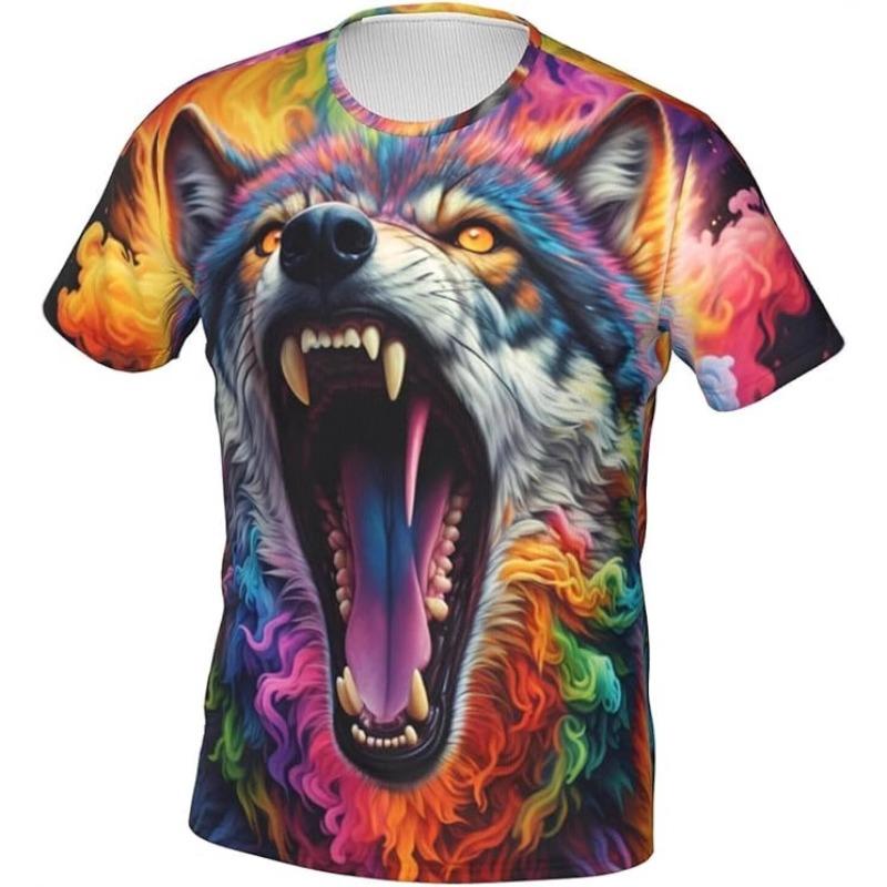 

Летняя мужская футболка с 3D цифровой печатью животного волка 6XL
