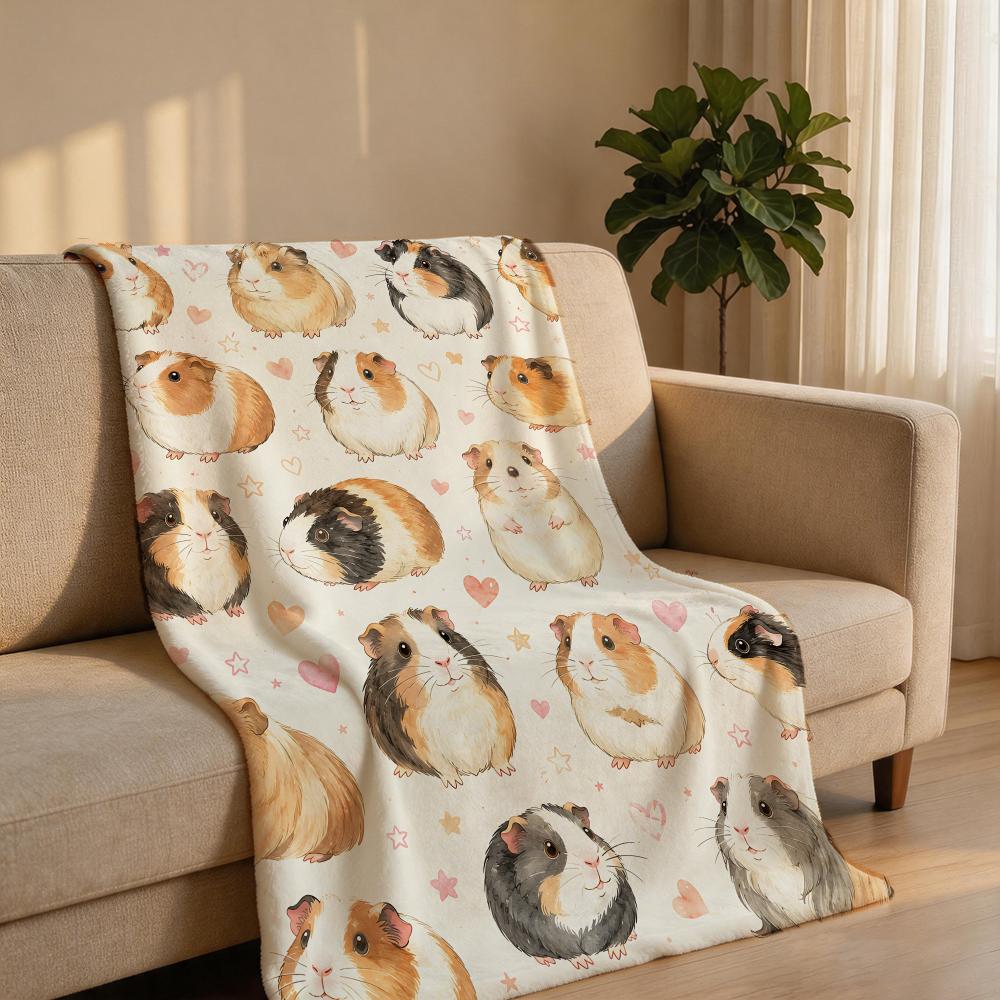 Fluffy Hamster Set Throw Short Plush Throw Blanket Soft Skin-Friendly Multi-Scene Home Office