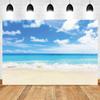 Background Photo with Beach Waves and Sunset, Summer Vacation, Ocean, Beach, Blue Sky, White Cloud, Sand, Photo Shoot