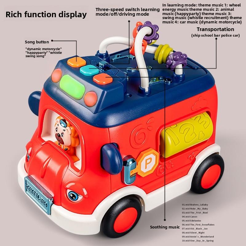 Multifunctional School Bus Light Sound Educational Toy For Toddlers Boys And Girls