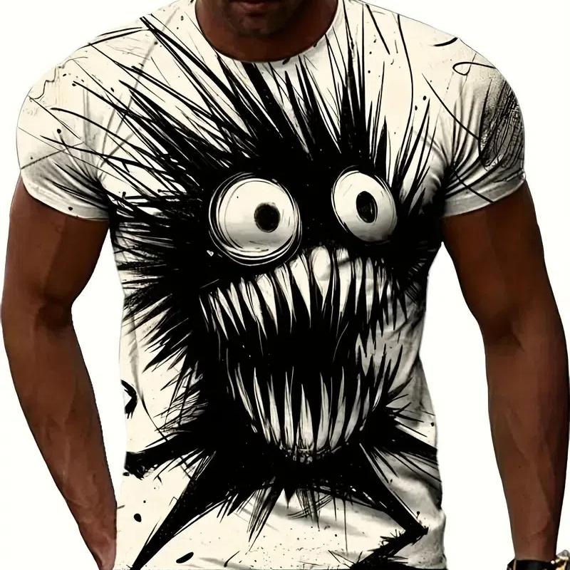 Funny Cat Pattern T-Shirt For Men Personality Animal 3D Printed T Shirts Summer Loose Short Sleeved Tops Casual Round Neck Tees