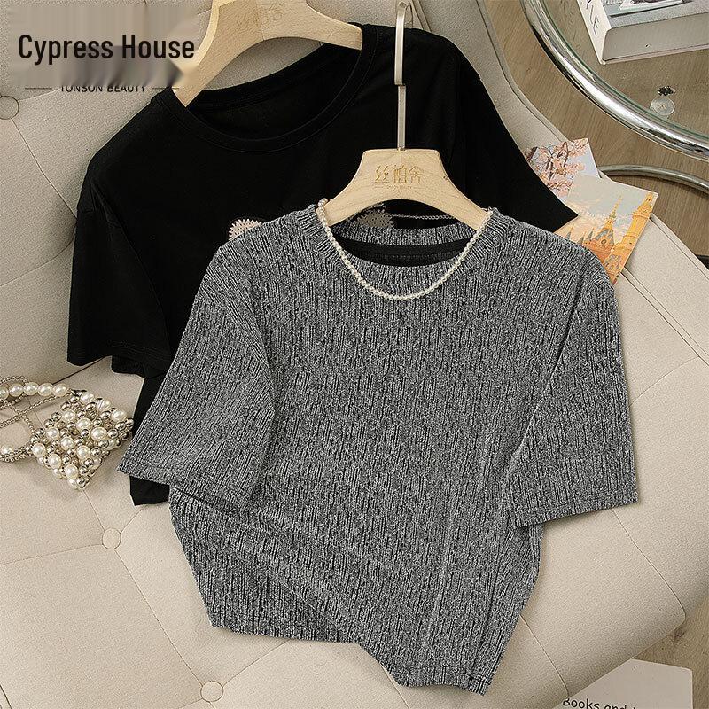 Sibaishe 2026 Spring/Summer Women s Round Neck Color Block T-Shirt L