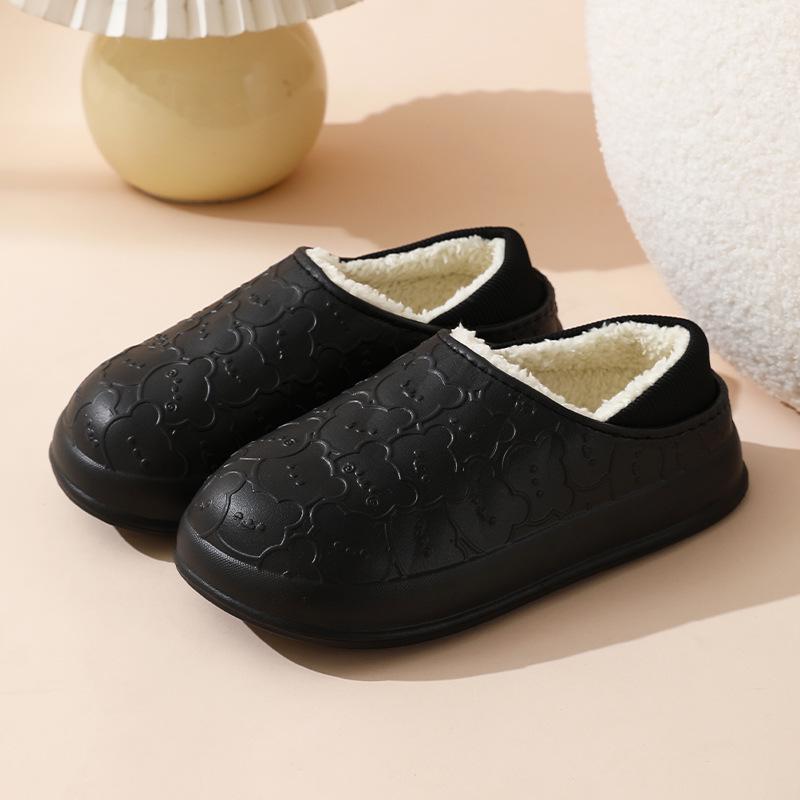 Women's Plush Cotton Winter Slippers with Heels & Men's Thick-Soled Soft Home Slippers for Outdoor Wear
