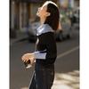 Demana Damen Wollmischung Color-Block Rollkragen Strickpullover