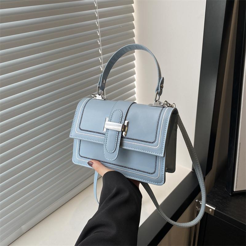 Black White Khaki Blue Brown Korean Style Fashion Handbag 2024 Spring Small Square Bag