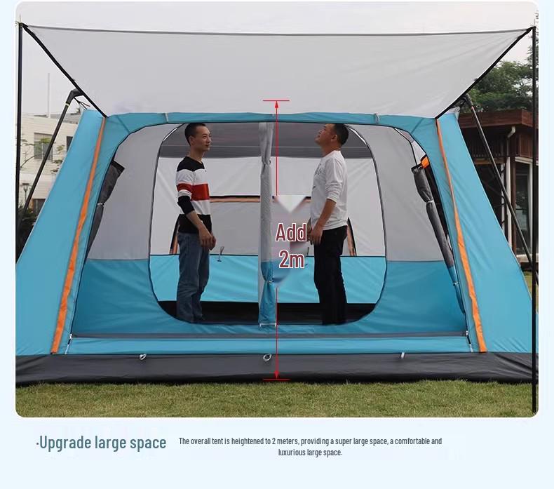 Double-Layer Outdoor Tent: Two Rooms & Living Area - Spacious, Portable, and Durable for Camping & Picnics