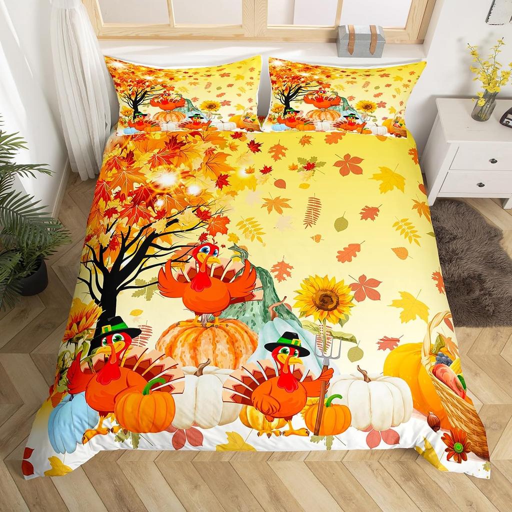 Turkey Duvet Covers for Kids Boys Girls Quilt Covers Queen Lightweight Down Room Decor 2 Pillowcases 1 Duvet Cover No Comforter