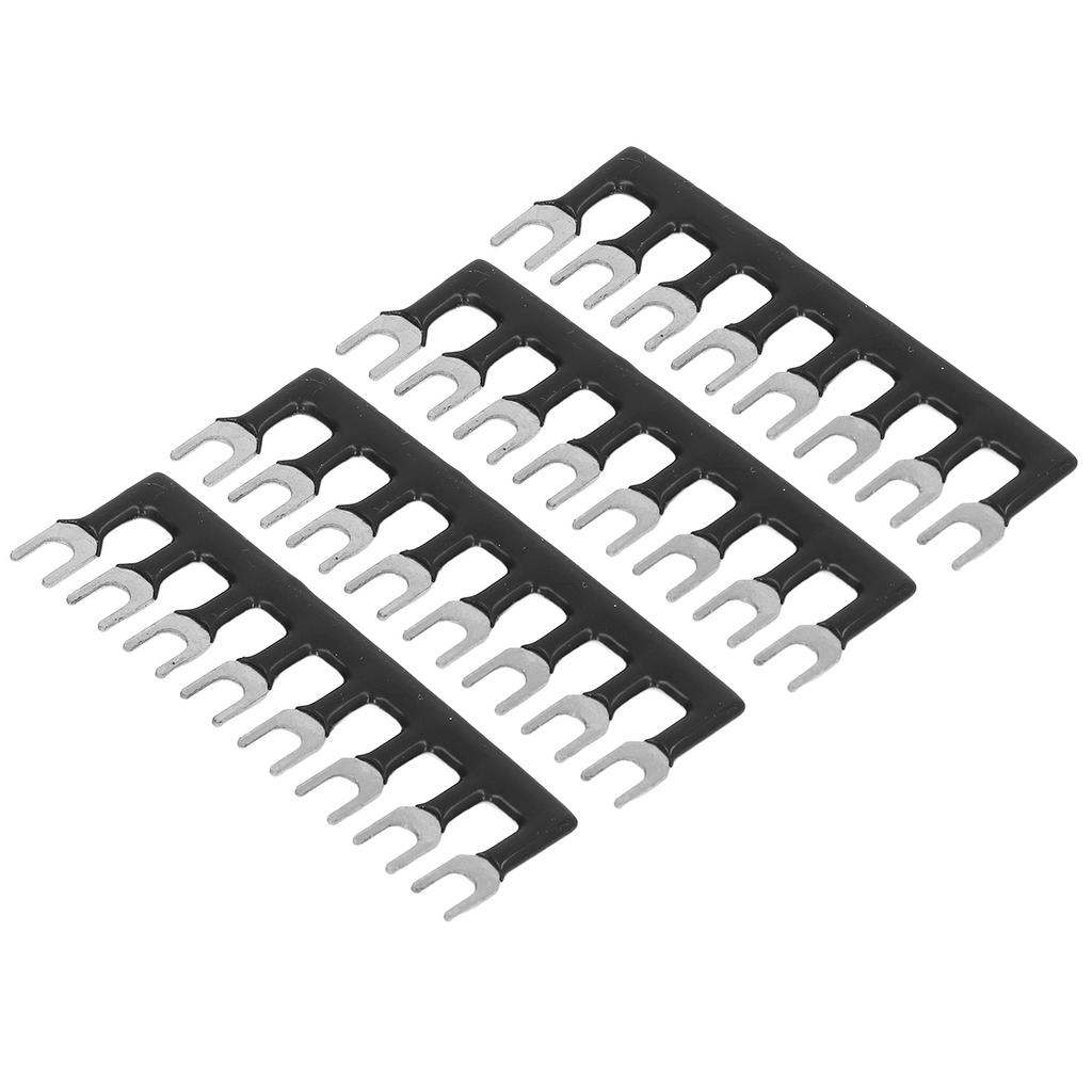 10Pcs Fork Type Terminal 8 Positions Barrier Strips Stripe Block with Pre Insulated 400V 15A Black TB‑1508