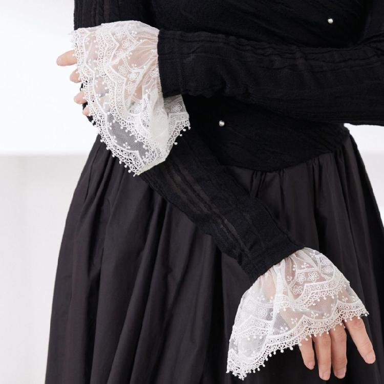 French Lace Arm Sleeves Wrist Cuffs Arm Covers Decorative Sleeves For Office Women Daily and Party Clothing Enhancer