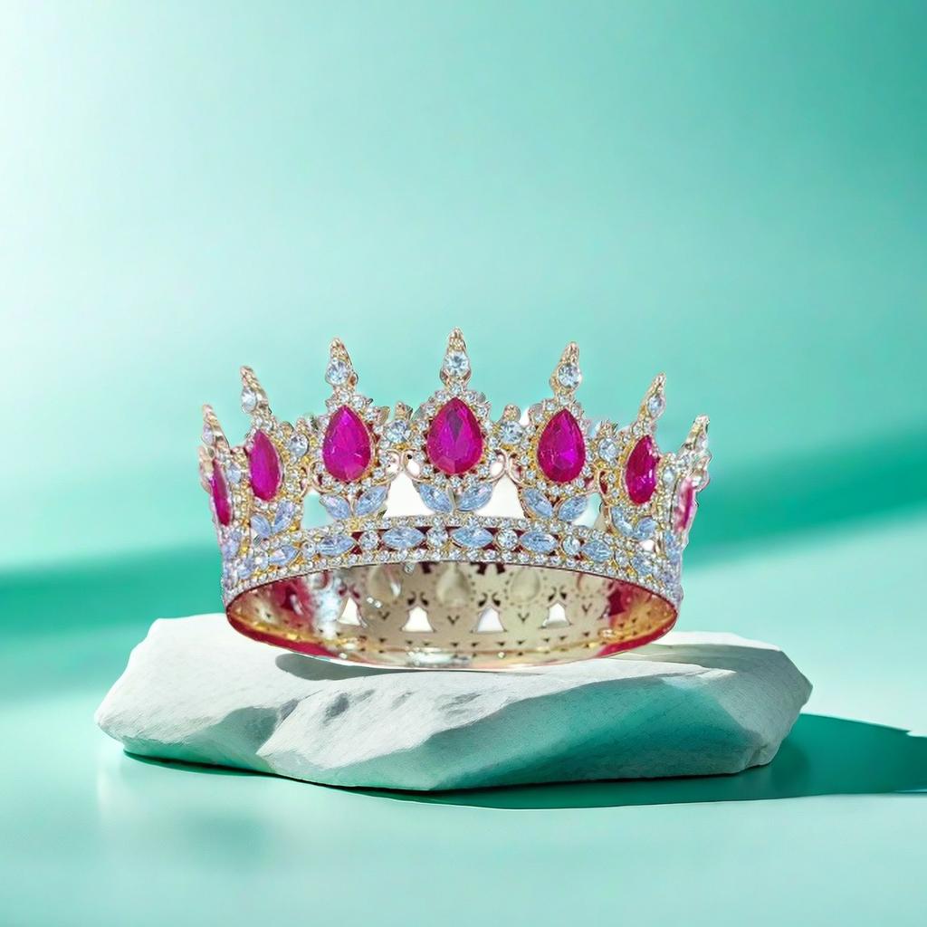 New Baroque Bride's Crown Headwear Beauty Queen's Performance Crown Luxurious Lady's Full Round Crown