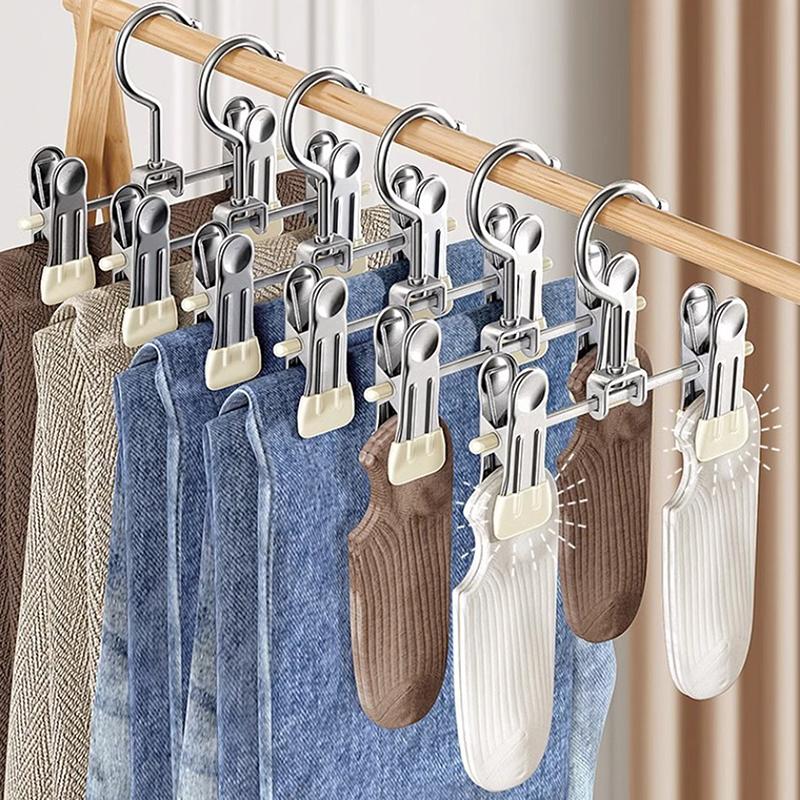 5-Pack Seamless Stainless Steel Trouser Rack Adjustable Stainless Steel Shoe Rack Trouser Rack Boots Hanger Portable