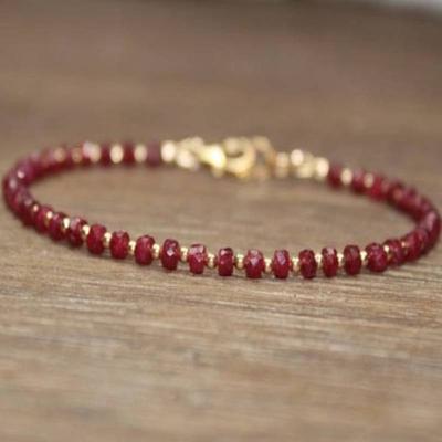 Ruby Bracelet Gold Filled Rose Gold or Sterling Silver Beads Bracelet