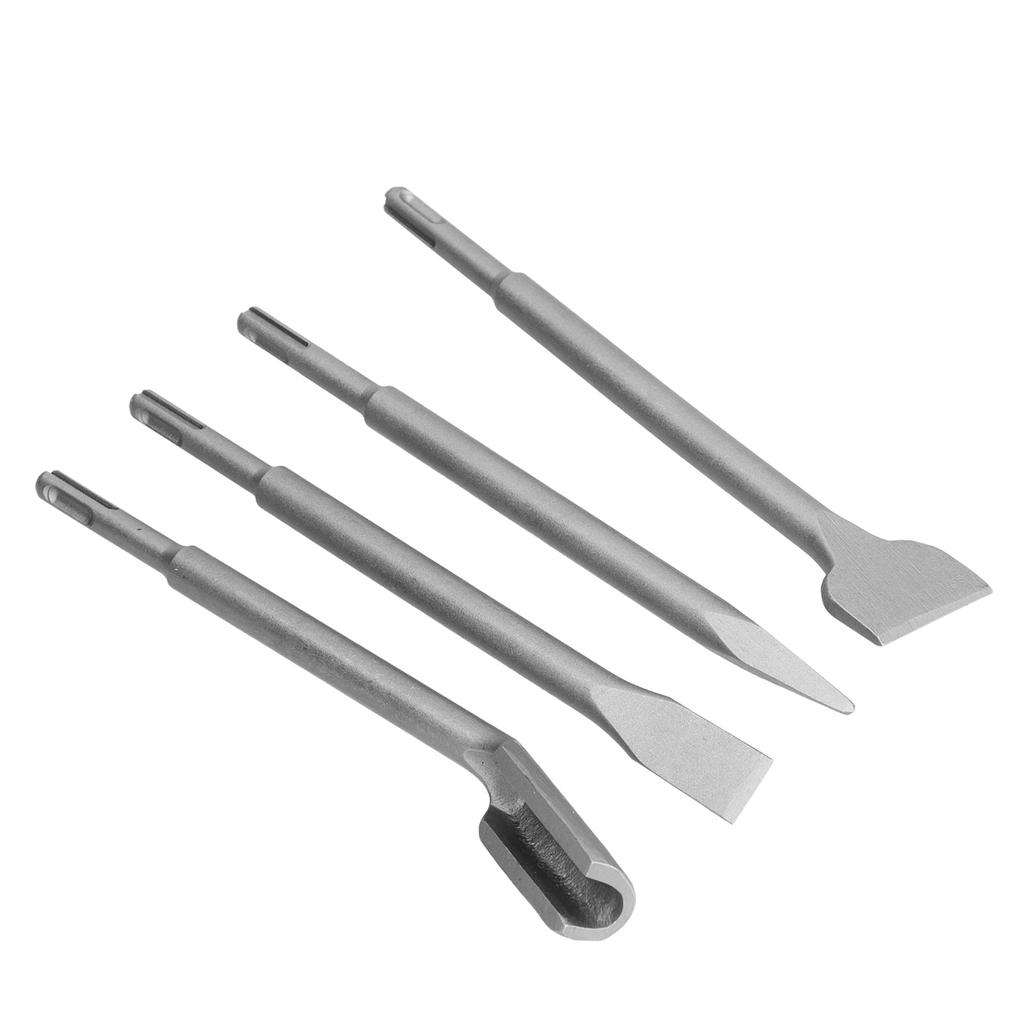 4PCS Chisel Hammer Drill Bits Concrete Hammer Bits Set Includuing Flat Chisel Point Chisel and