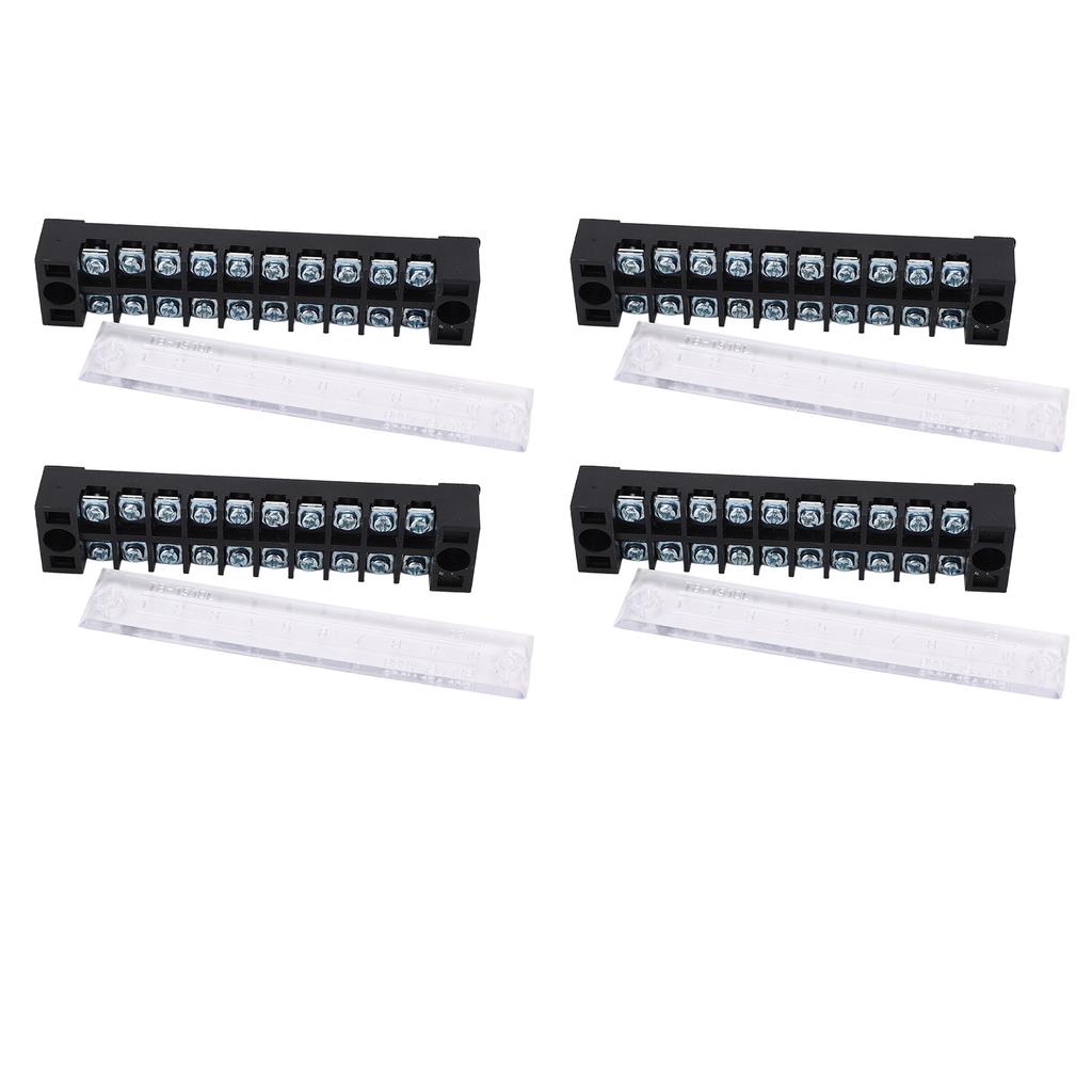4 Pcs Terminal Block 15A 600V Dual Row Screw Terminal Barrier Strip for Bridge Lighting Tunnel Power Distribution 10
