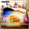 Set Copripiumino Basket Stampa 3D Pallacanestro Fuoco Freddo Luminoso Copripiumino Sportivo Per Bambini Ragazzo Ragazza Set Biancheria da Letto in Poliestere