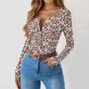 Women's Slim Bottom T-shirt Fashion Casual Gradient Printing Round Neck Pullover Long Sleeve Top