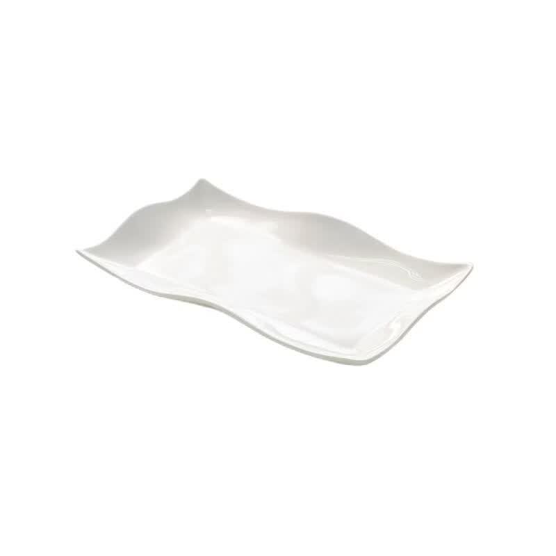 Qianxing 11-inch Pure White Wavy Ceramic Fish Plate