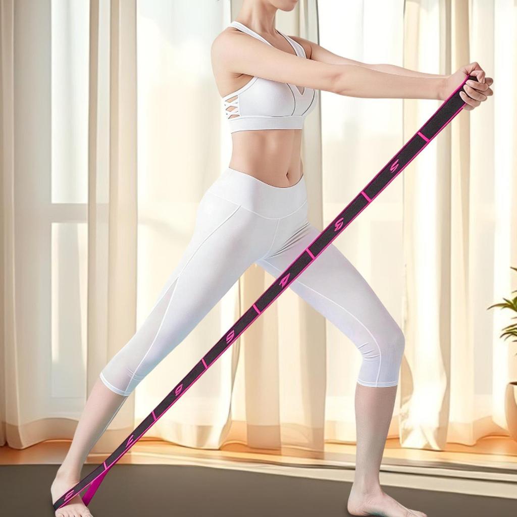 8 Segment Yoga Stretch Strap Elastic for Upper Lower Body Shoulder Leg rose red