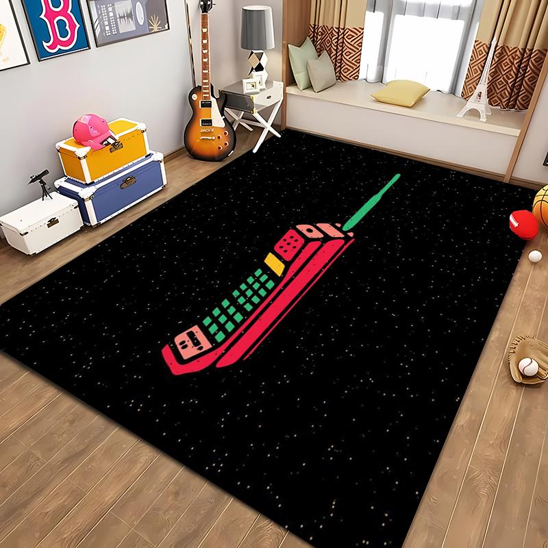 HD Printing Retro Phone Carpet for Living Room Cartoon Children's Bedroom Sofa Doormat Floor Tapete Anti-slip Decor Alfombra 3D