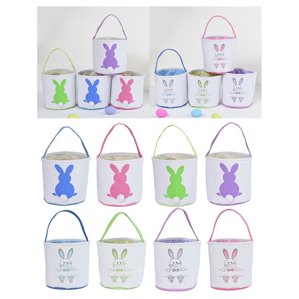 Cute Easter Egg Personalized Bag Easter Rabbit Buckets for Kids Gift Carrying Eggs, Candies and Toys Party Decor