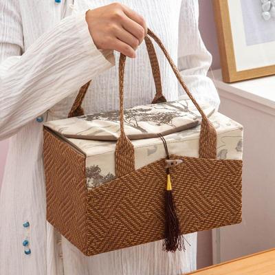 Light Luxury Rattan Woven Hand-held Wedding Gift Boxes Spring Festival Wedding Tea Wedding Souvenirs Birthday Gift Empty Box
