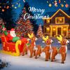 12.14FT Inflatable Toy Santa Sleigh Reindeer LED Lit Xmas Yard Party Decoration Christmas Home Supplies Ornament Festive Gift