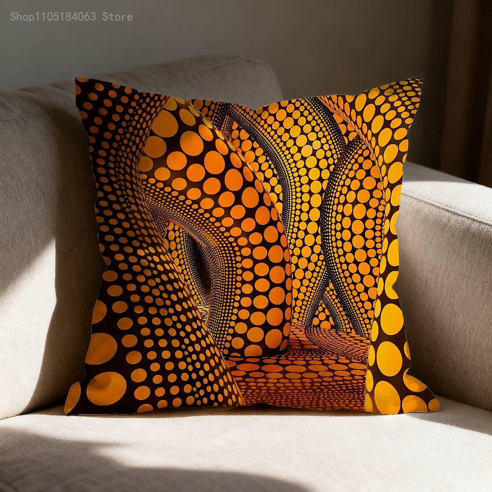 Art Y-Yayoi Pumpkin Polka Pillow Case For Sofa Decor Car Office Room Printing Cushion Cover Decorations and Protector