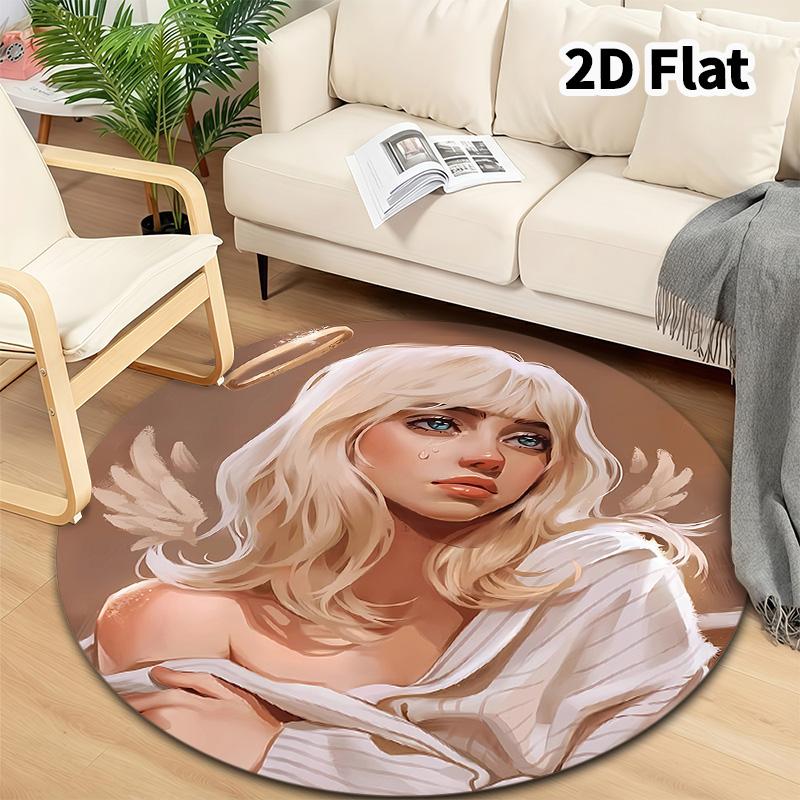 Billie Eilish Round Area Rug Carpet Rug For Living Room Bedroom Sofa Playroom Decor Nonslip Floor Mat