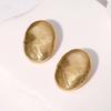 Stainless Steel Geometric Oval Stud Earrings for Women Exaggerated Gold Color Metal Texture Personality Earrings Jewelry Gifts