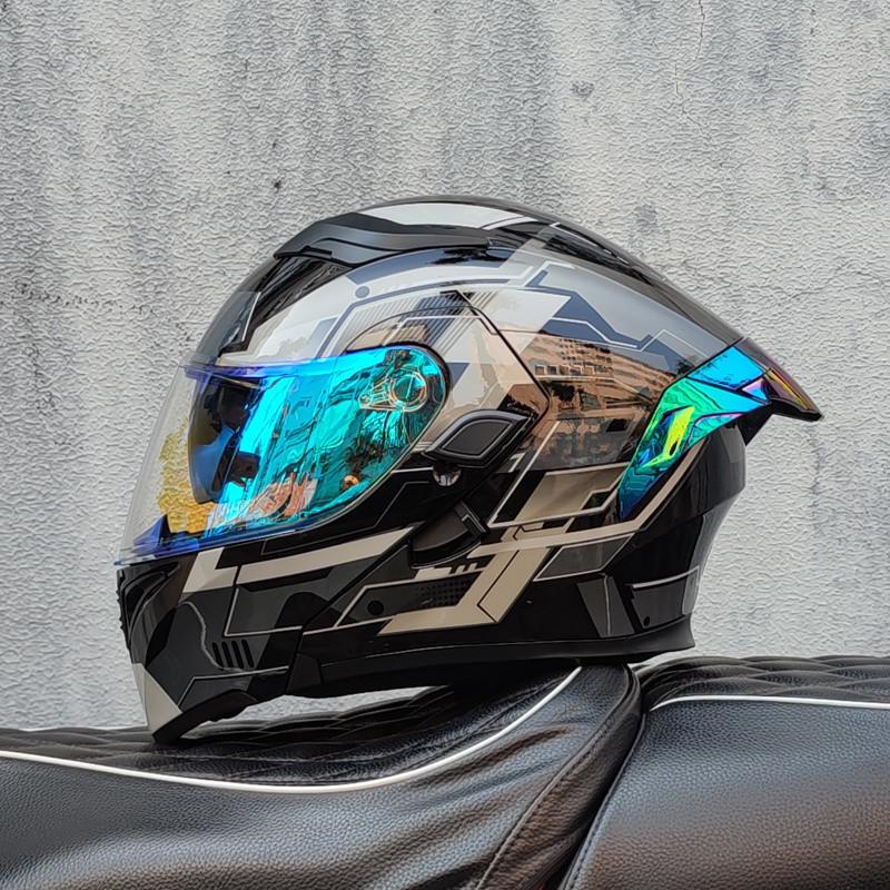 E5GOrz Flip-up Motorcycle Helmet for Men & Women – Full Face, All-Season with Bluetooth Slot, Big Tail Wing, 3C Certified