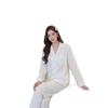 Women's Red Ice Silk Pajamas - Long Sleeve and Pants, Lightweight Casual Homewear for Spring and Summer