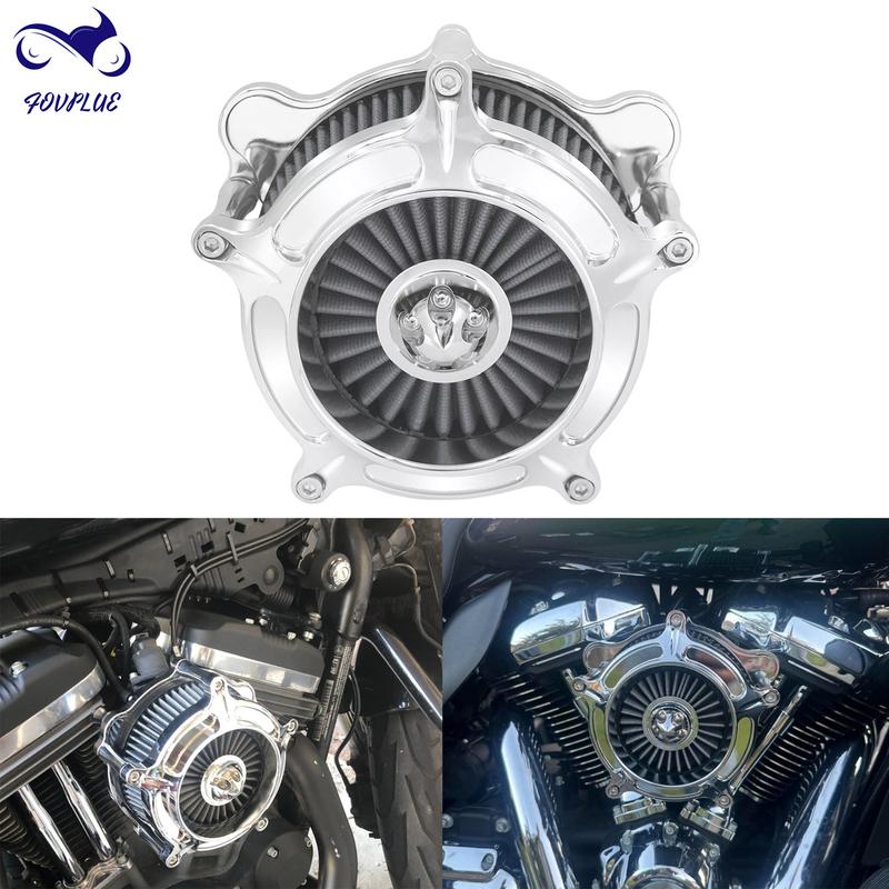 Motorcycles Turbine Air Cleaner Intake Filter Chrome For Harley Sportster XL Touring Softail Dyna EVO & Twin Cam Fatboy FXDLS